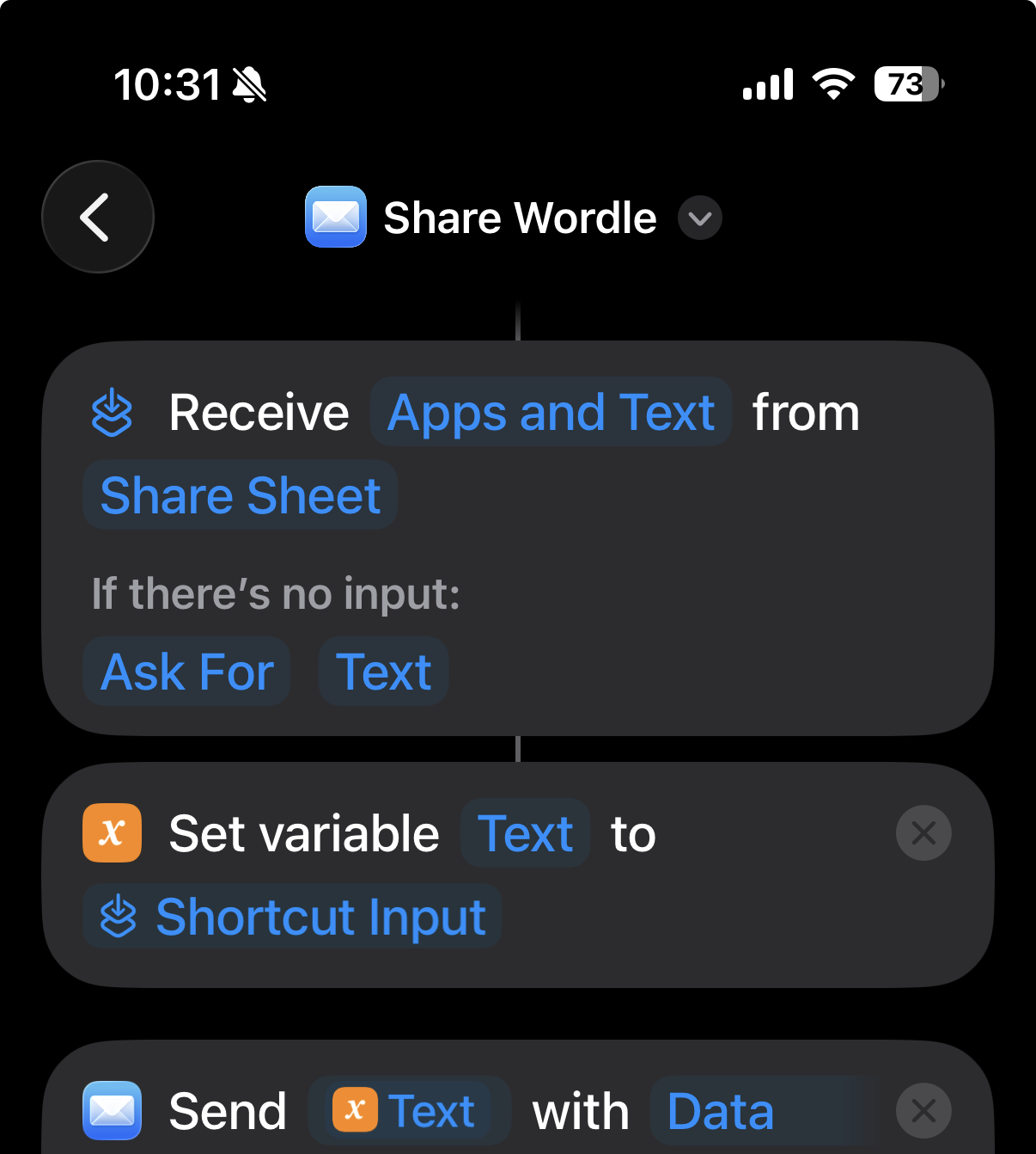 Programming an iPhone shortcut.